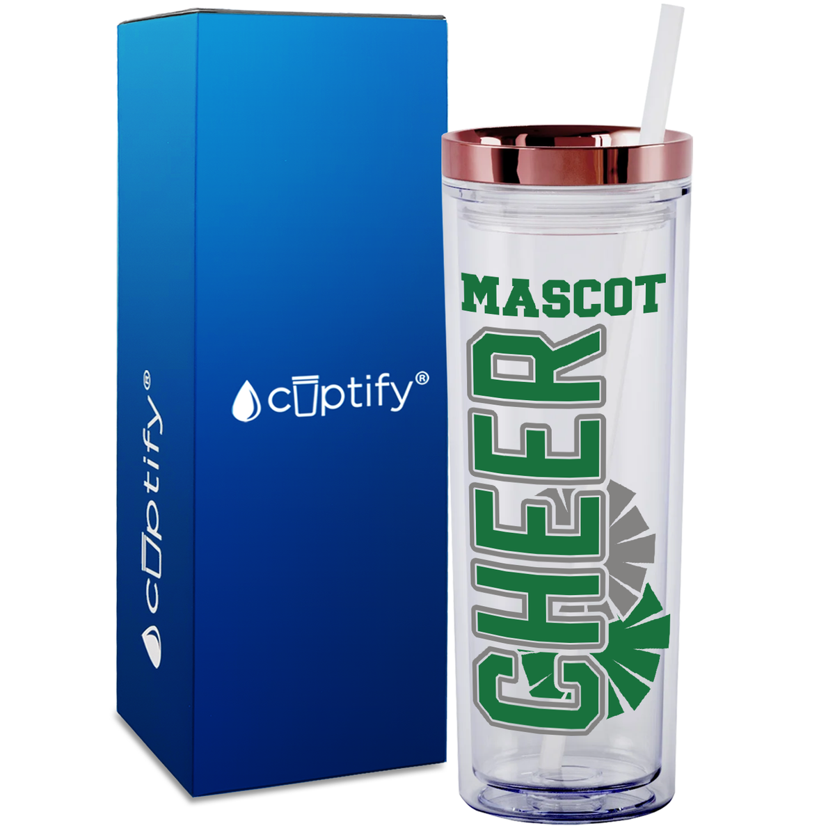 Cheer with Mascot on 18oz Acrylic Skinny Tumbler