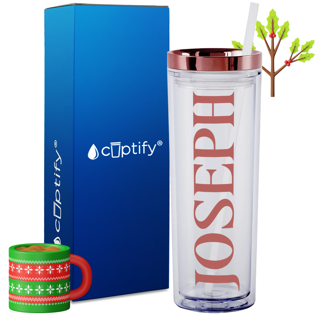 Personalized Merry Style on 18oz Acrylic Christmas Tumbler