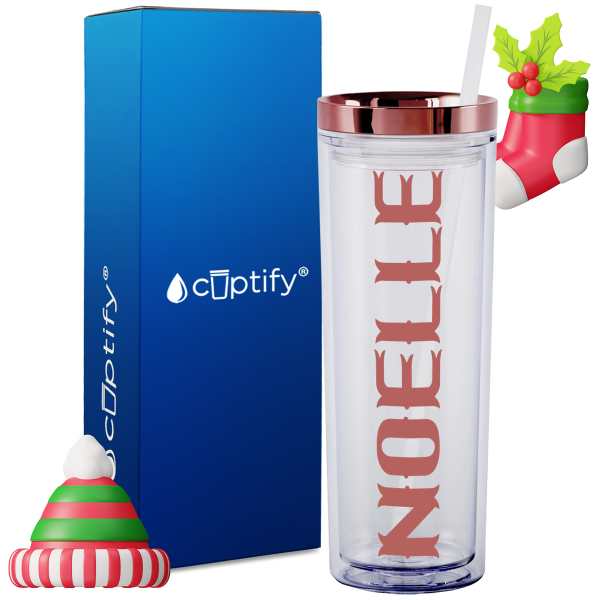 Personalized Claus Style on 18oz Acrylic Christmas Tumbler