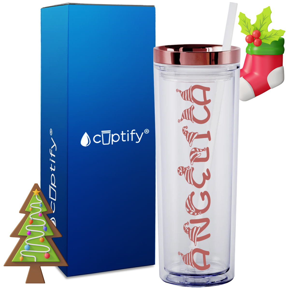 Personalized Elfen Style on 18oz Acrylic Christmas Tumbler
