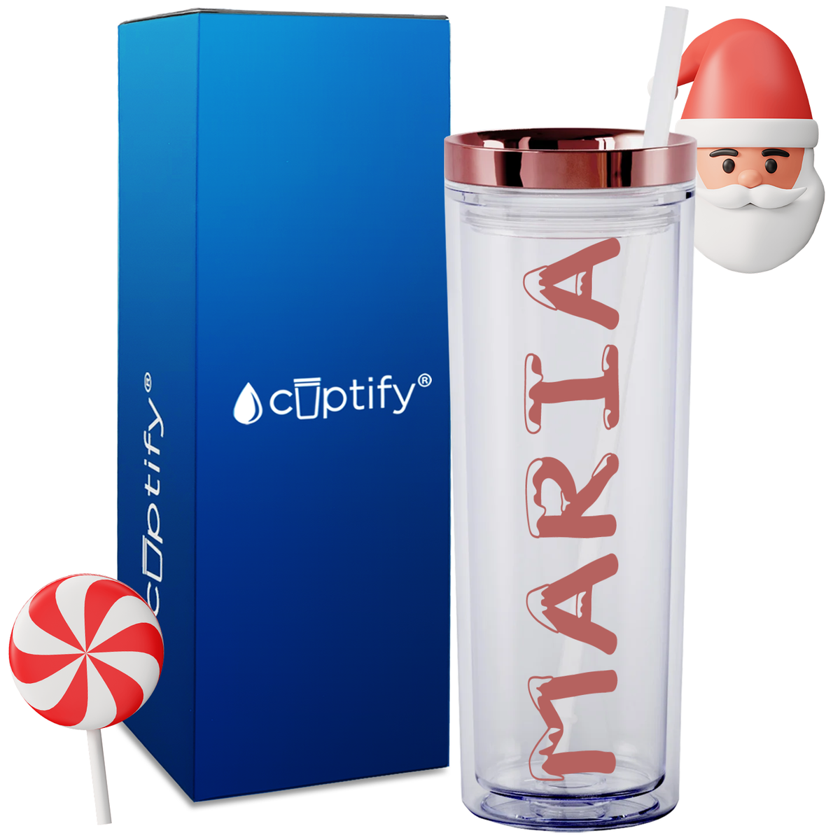 Personalized Snowy Style on 18oz Acrylic Christmas Tumbler