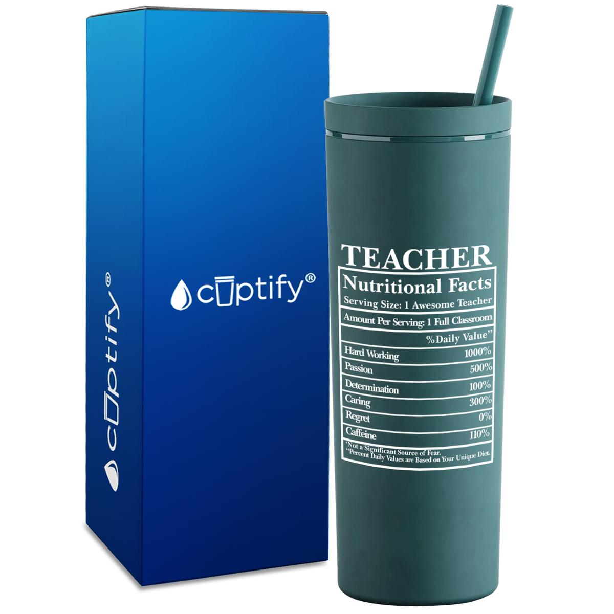 Teacher Nutritional Facts on 18oz Acrylic Teacher Tumbler