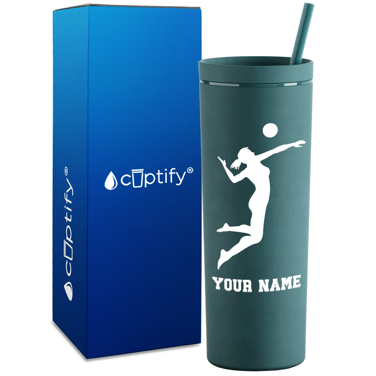 Personalized Volleyball Player on 18oz Acrylic Skinny Tumbler