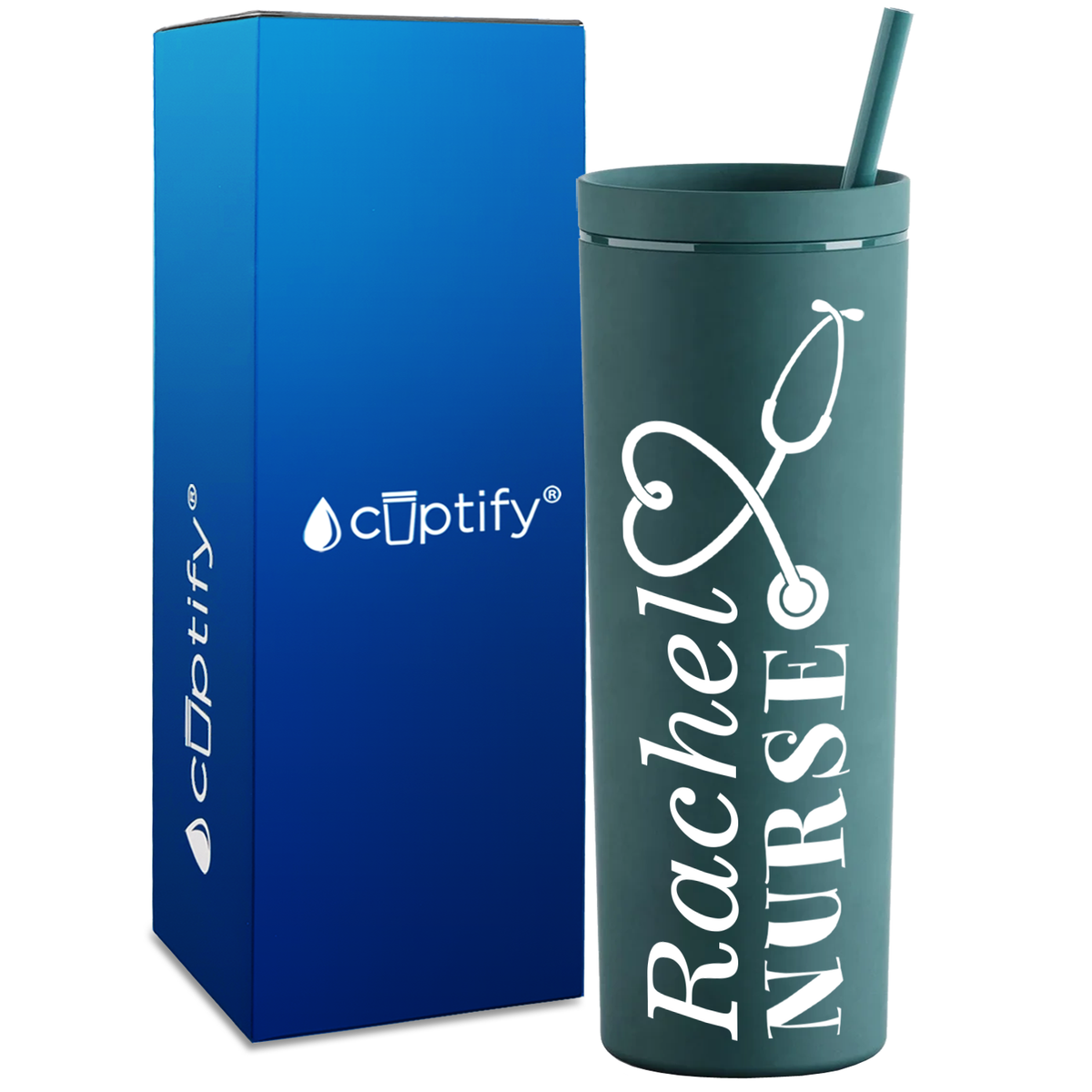 Personalized Nurse on 18oz Acrylic Skinny Tumbler