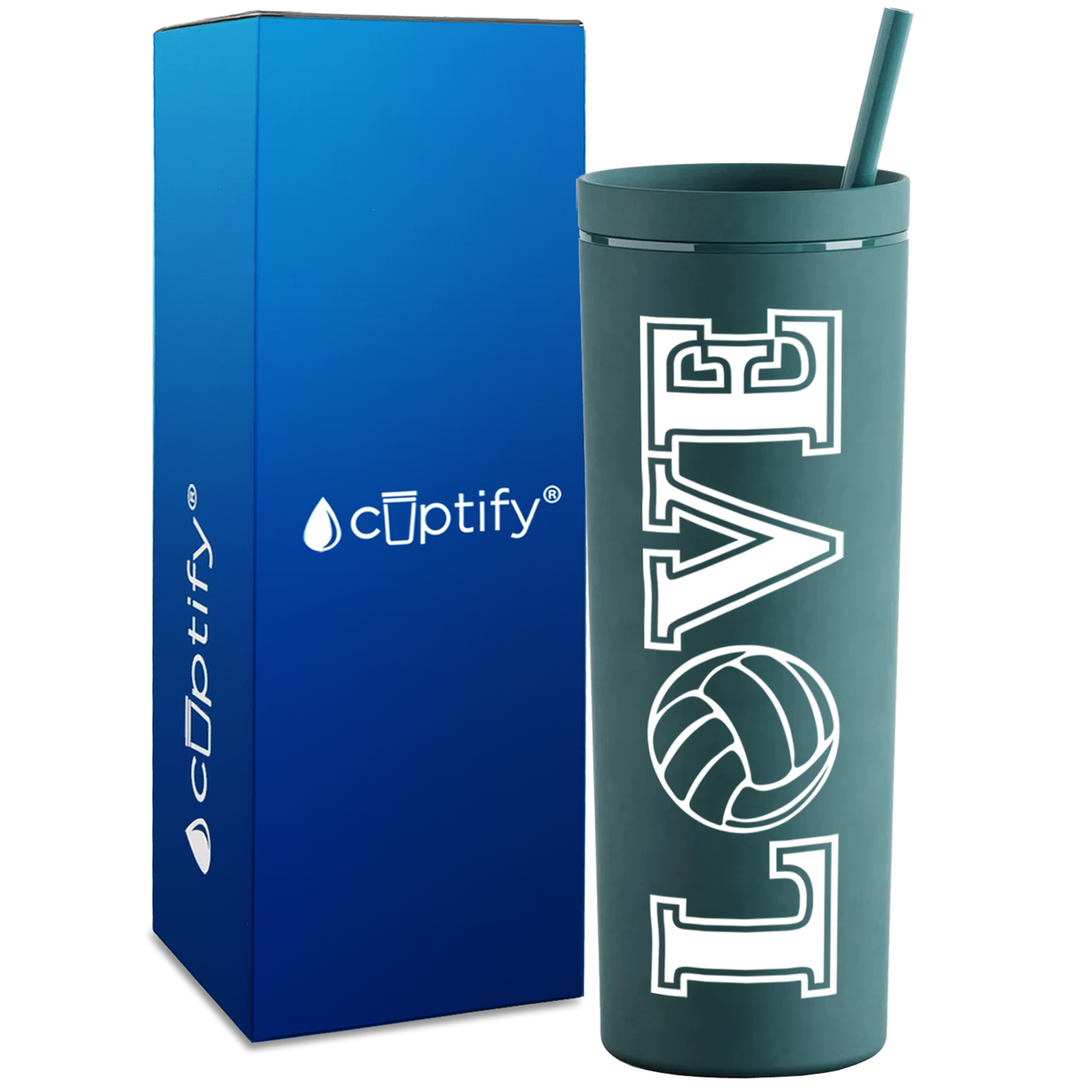 LOVE Volleyball on 18oz Acrylic Skinny Tumbler