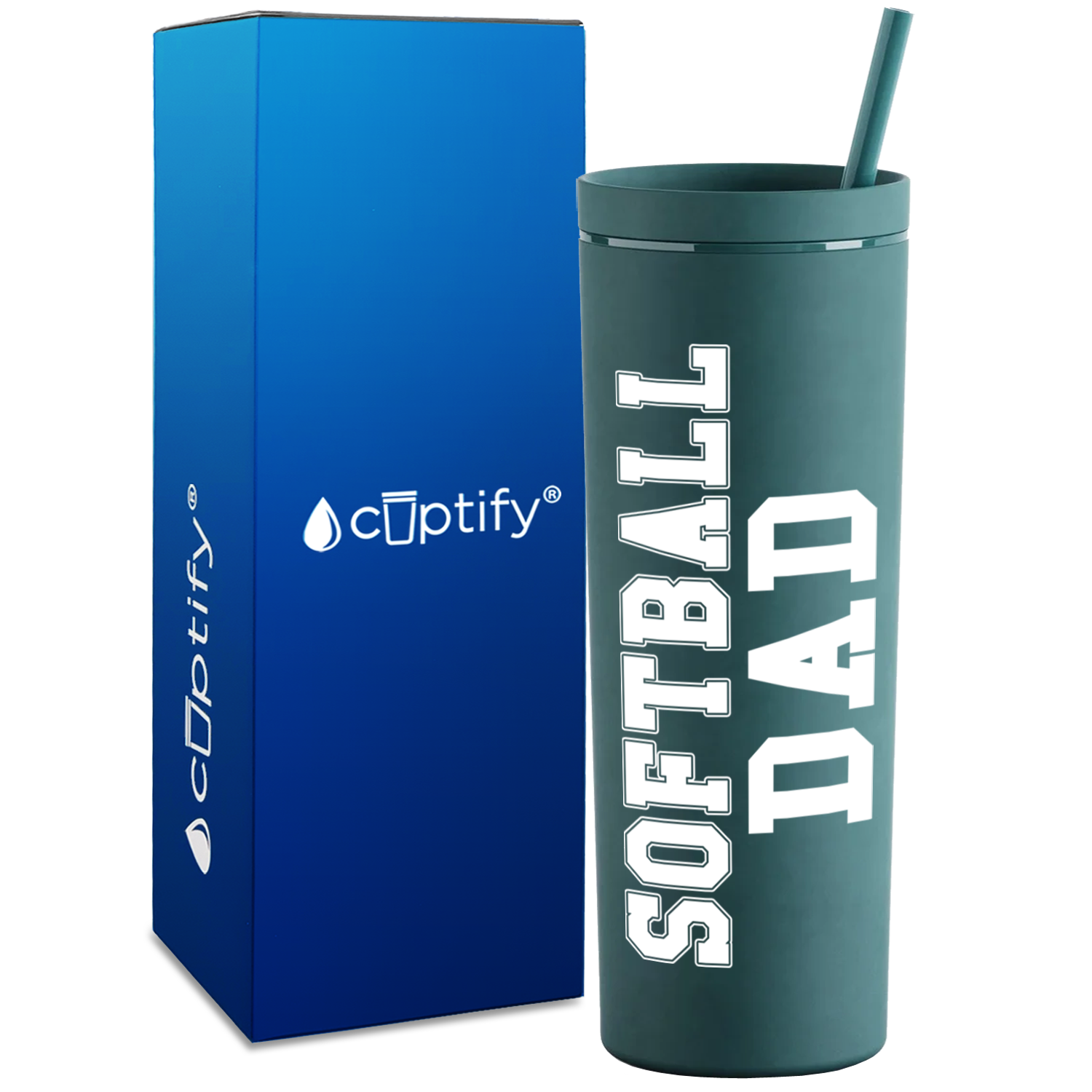 Softball Dad on 18oz Acrylic Skinny Tumbler