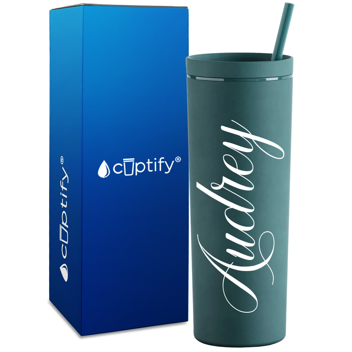 Personalized Audrey Style on 18oz Acrylic Skinny Tumbler