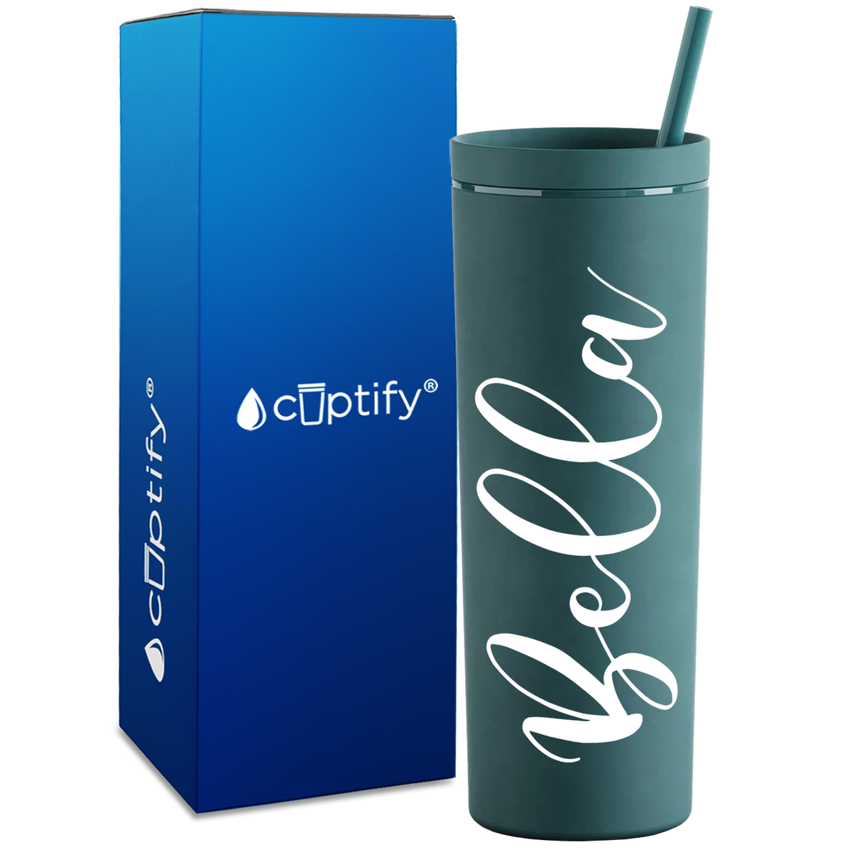 Personalized Bella Style on 18oz Acrylic Skinny Tumbler