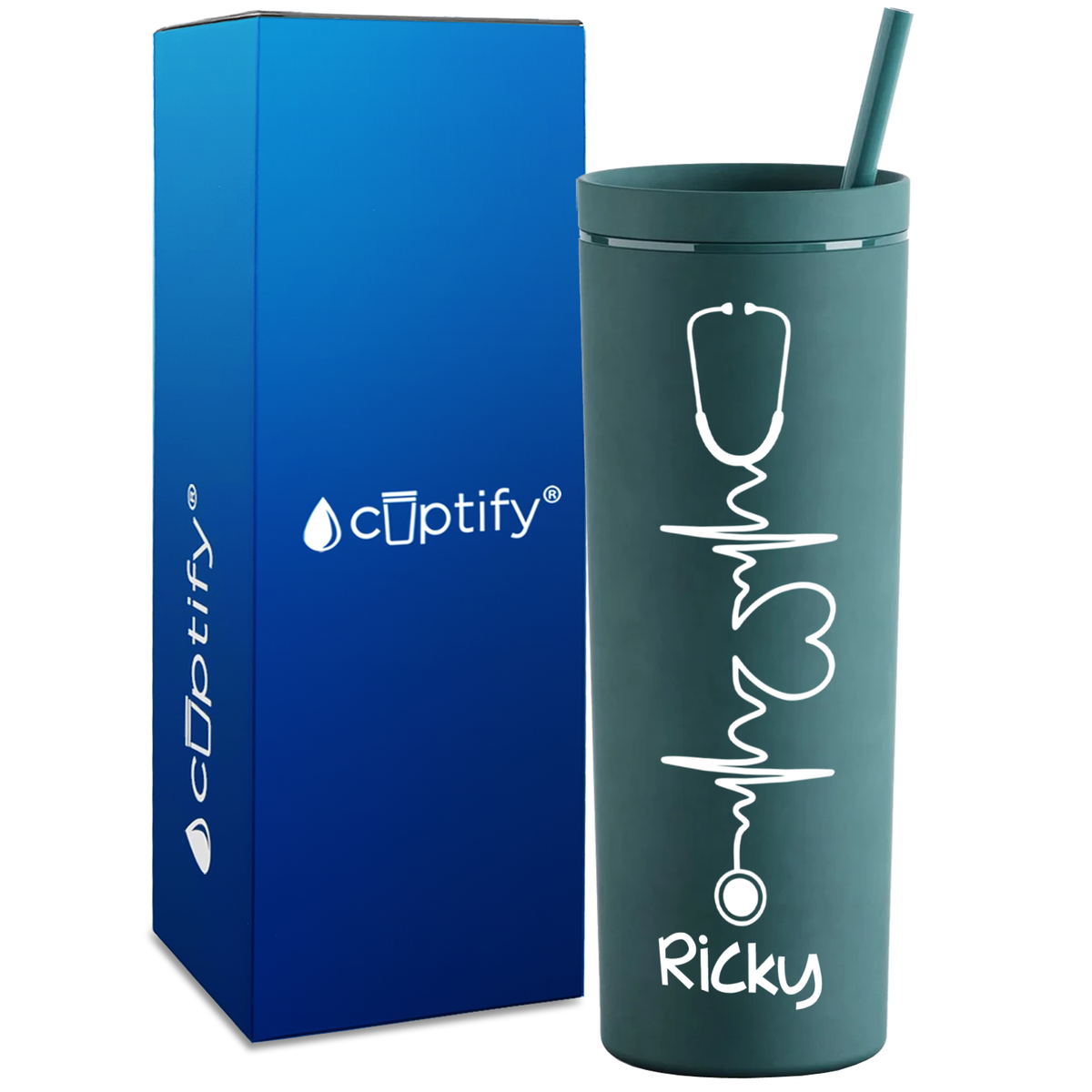 Personalized Loving Heartbeat Nursing on 18oz Acrylic Skinny Tumbler