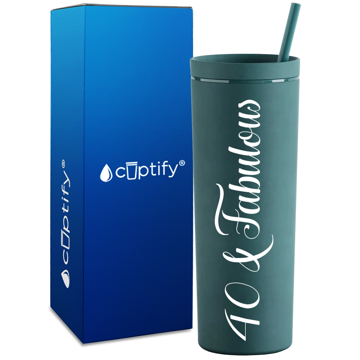 40 and Fabulous on 18oz Acrylic Skinny Tumbler