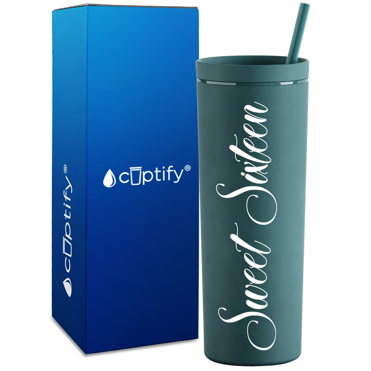 Sweet Sixteen on 18oz Acrylic Skinny Tumbler