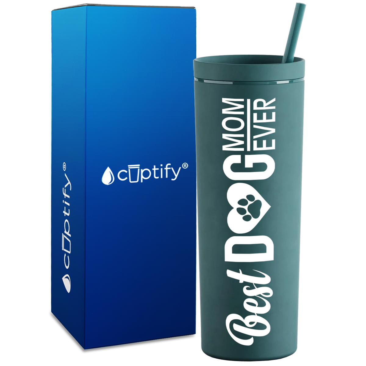 Best Dog Mom Ever on 18oz Acrylic Skinny Tumbler