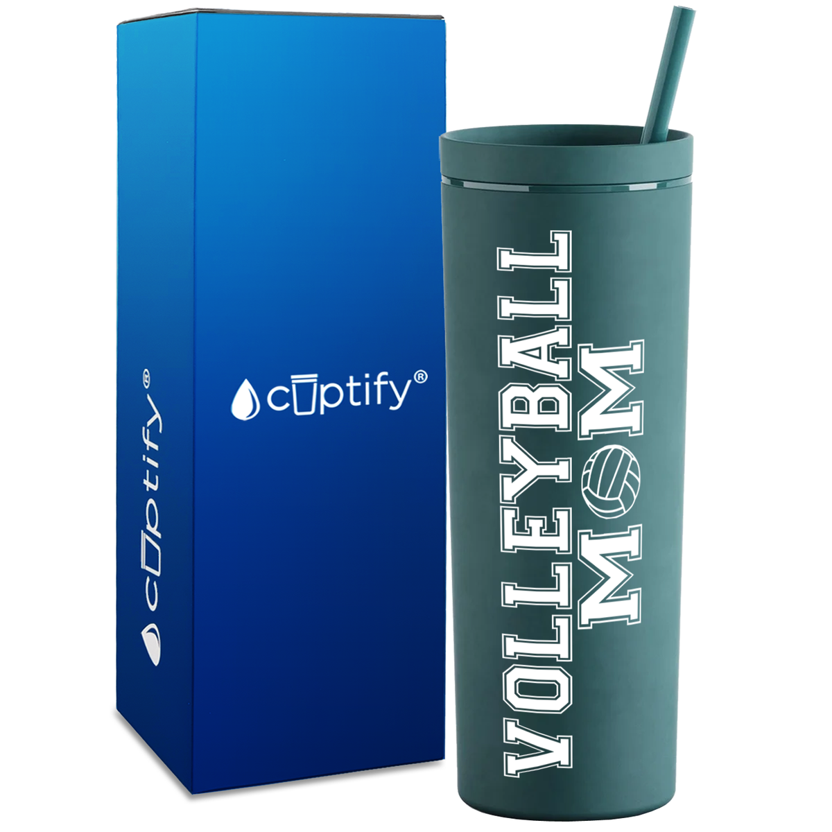 Volleyball Mom on 18oz Acrylic Skinny Tumbler