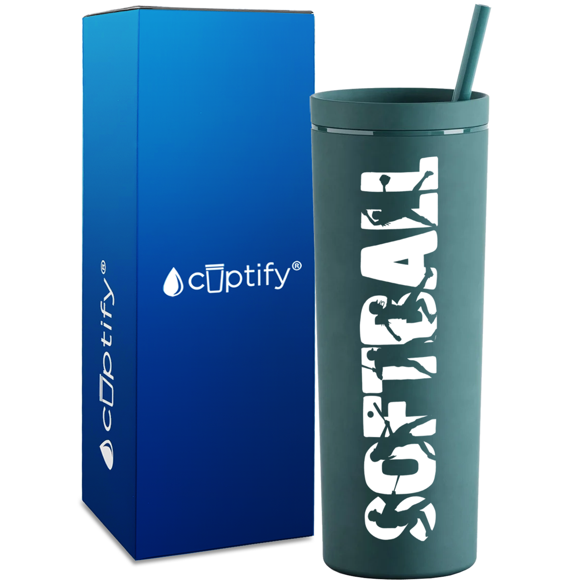 Softball Players on 18oz Acrylic Skinny Tumbler