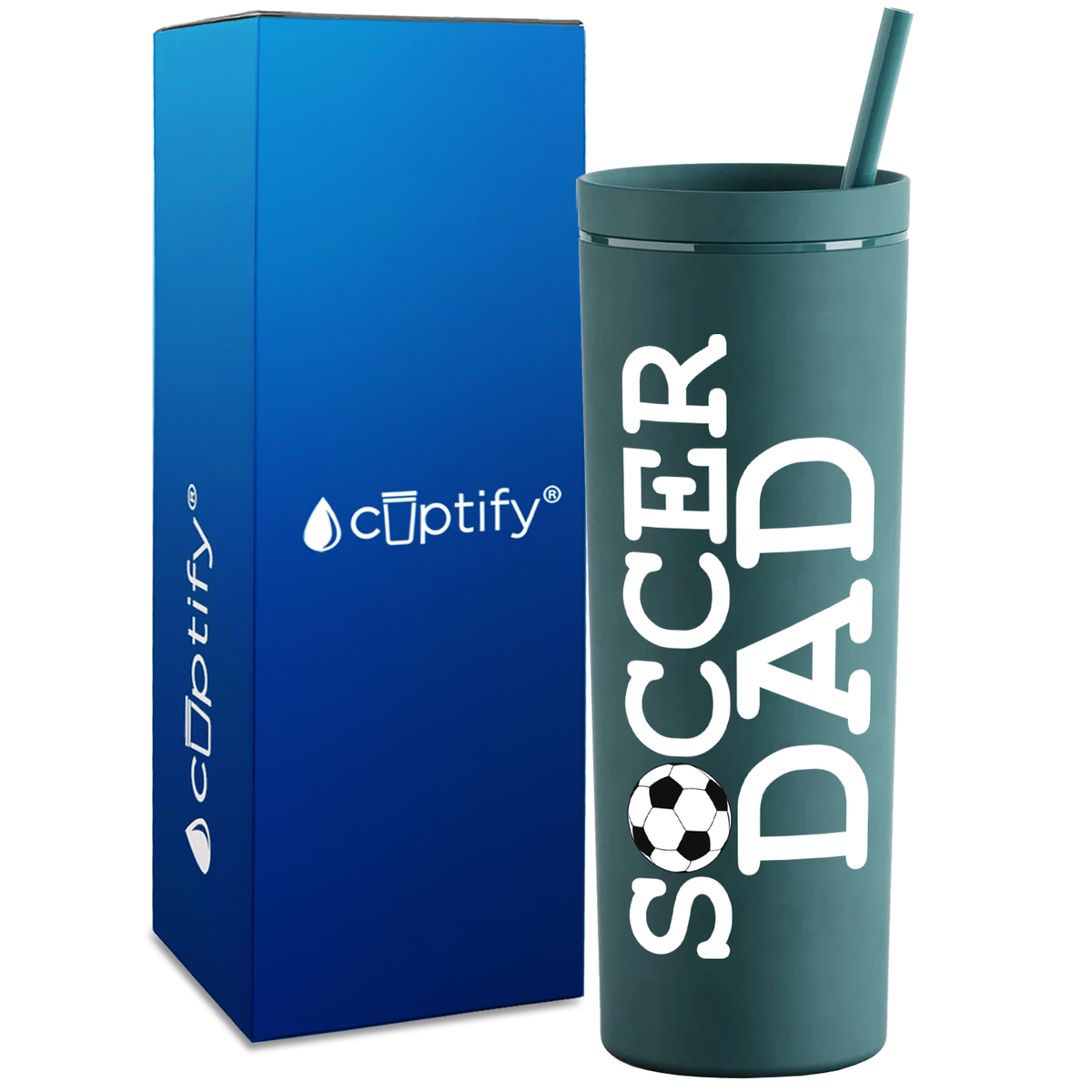Soccer Ball Dad on 18oz Acrylic Skinny Tumbler