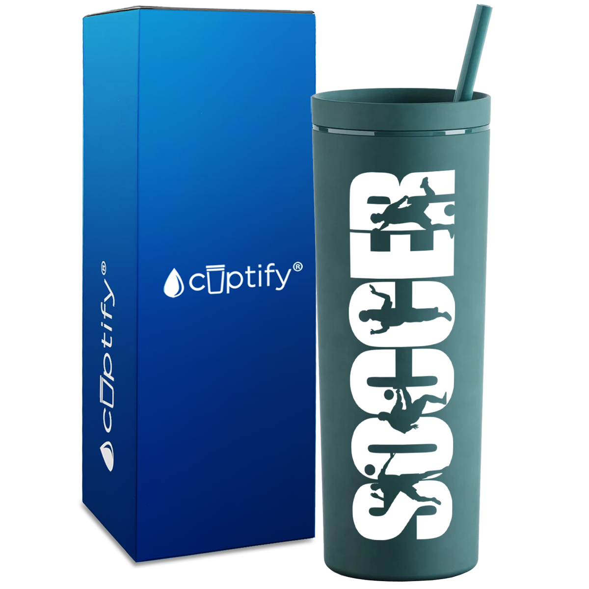 Soccer Players on 18oz Acrylic Skinny Tumbler