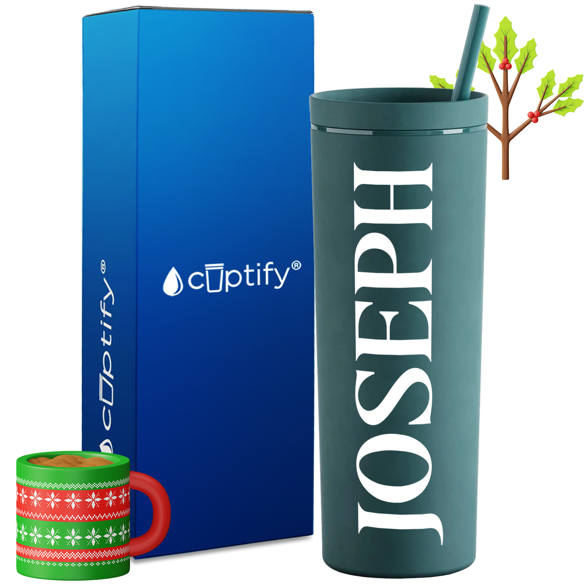 Personalized Merry Style on 18oz Acrylic Christmas Tumbler