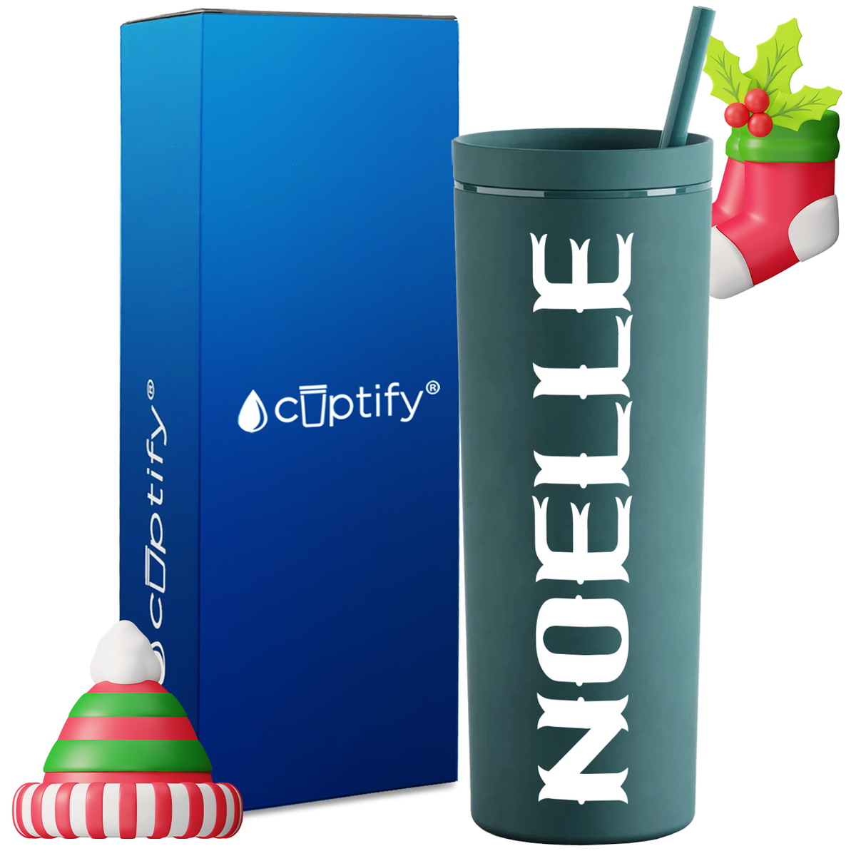 Personalized Claus Style on 18oz Acrylic Christmas Tumbler