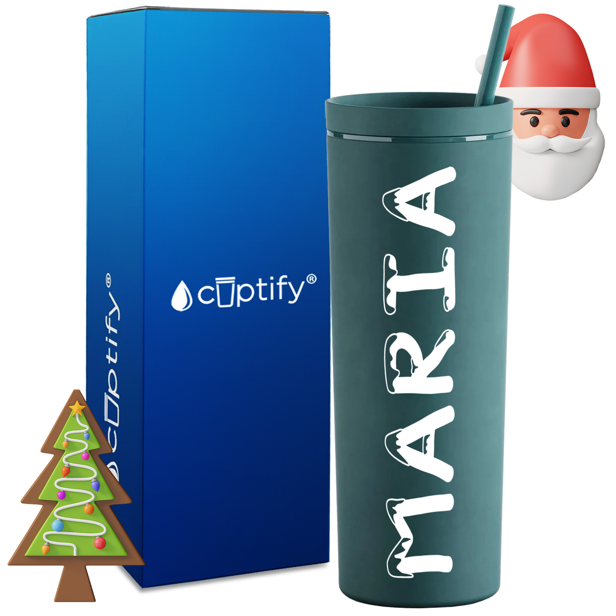 Personalized Snowy Style on 18oz Acrylic Christmas Tumbler