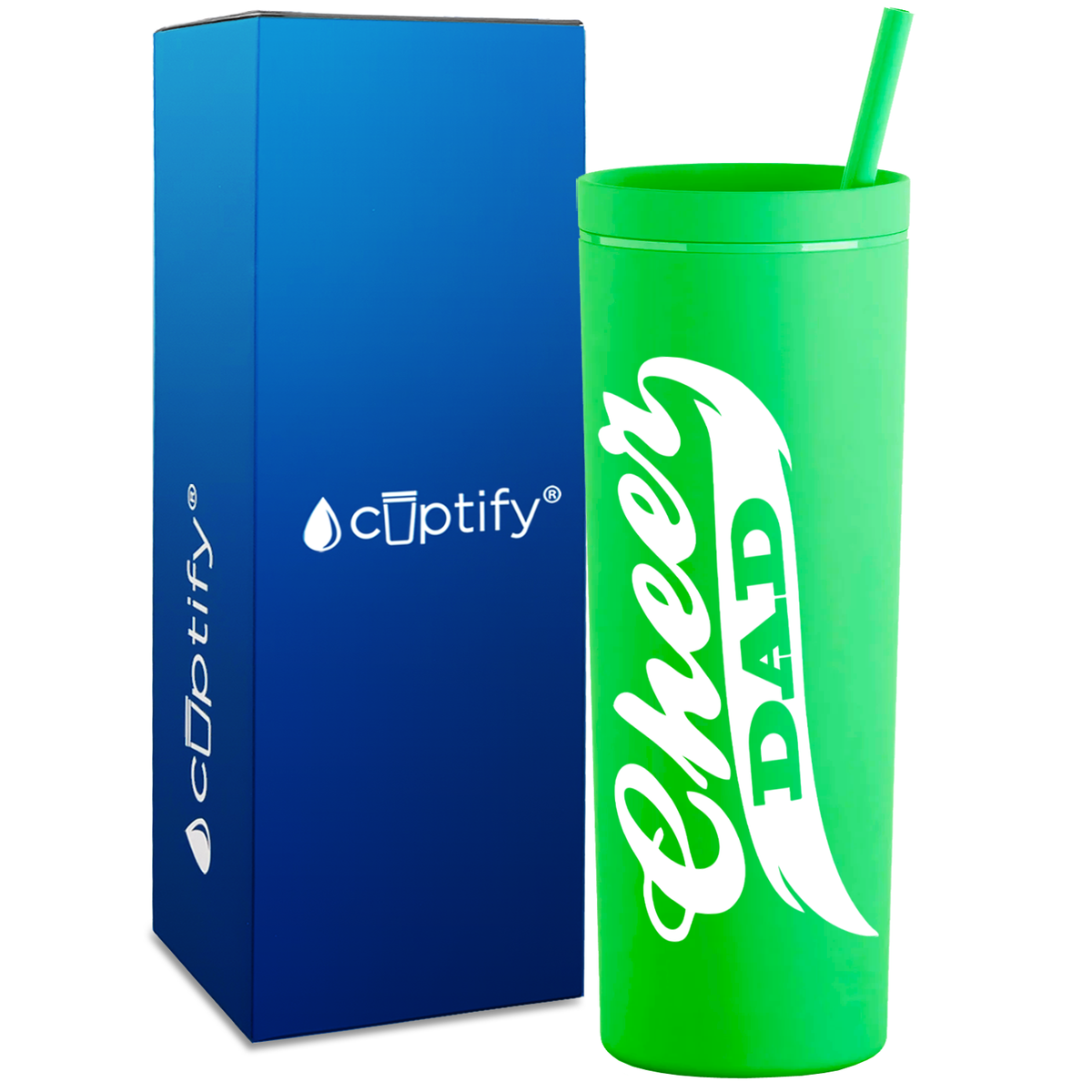 Cheer Dad on 18oz Acrylic Skinny Tumbler