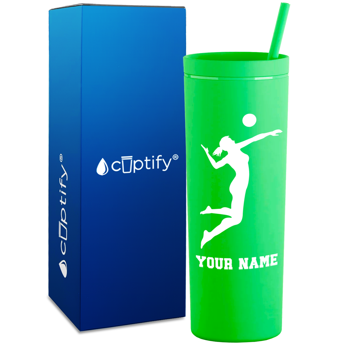 Personalized Volleyball Player on 18oz Acrylic Skinny Tumbler