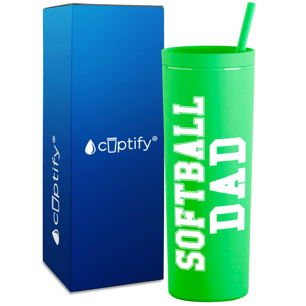 Softball Dad on 18oz Acrylic Skinny Tumbler
