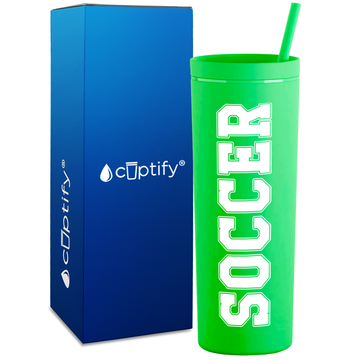 Soccer on 18oz Acrylic Skinny Tumbler