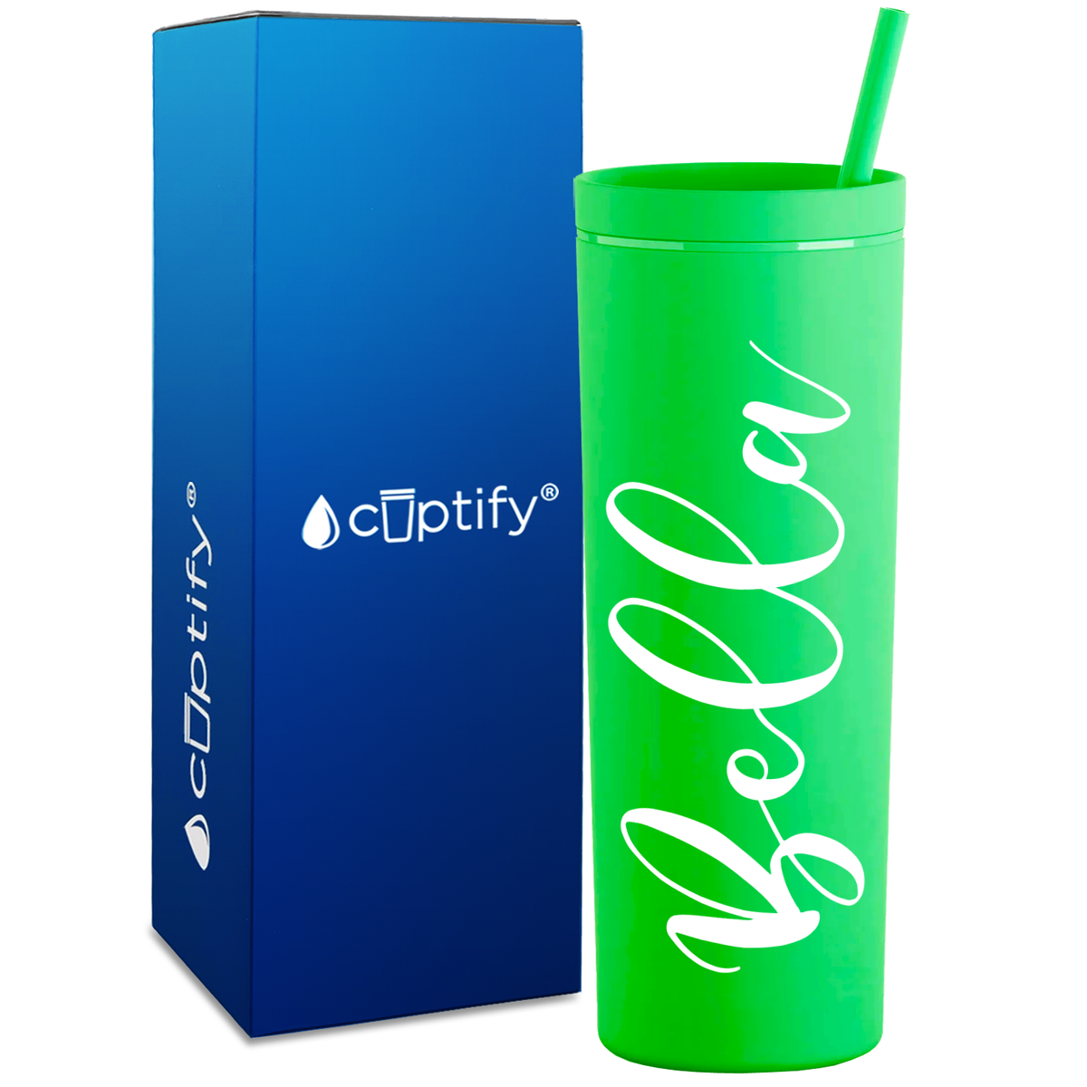 Personalized Bella Style on 18oz Acrylic Skinny Tumbler