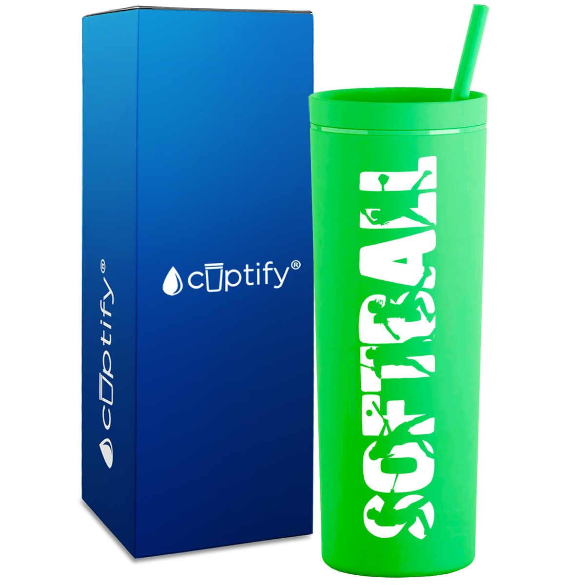 Softball Players on 18oz Acrylic Skinny Tumbler