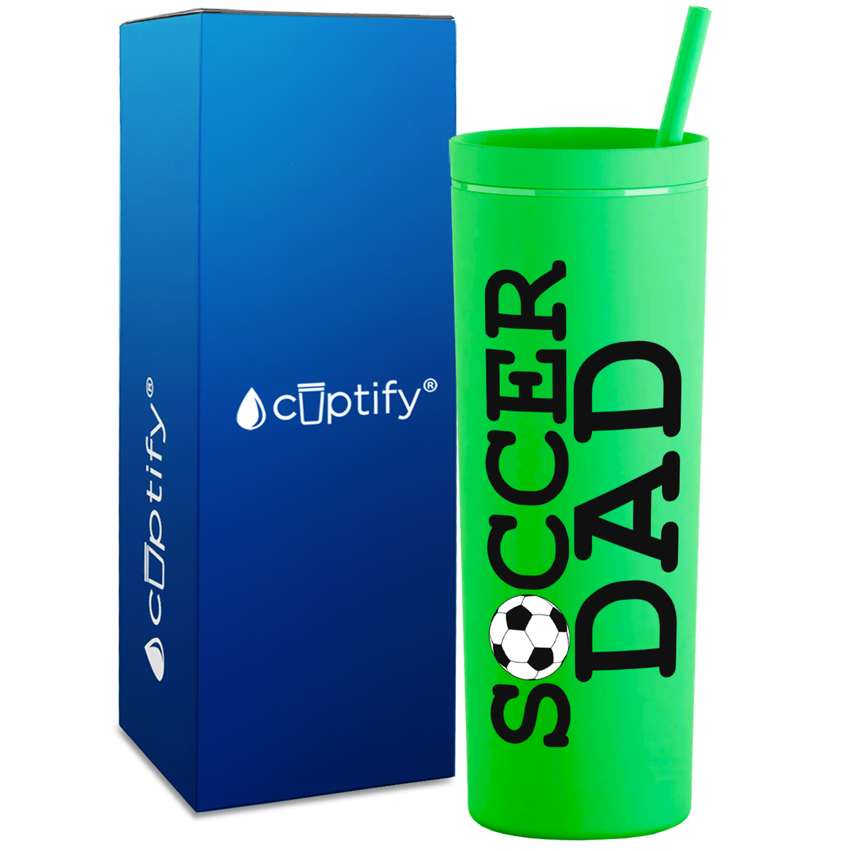 Soccer Ball Dad on 18oz Acrylic Skinny Tumbler