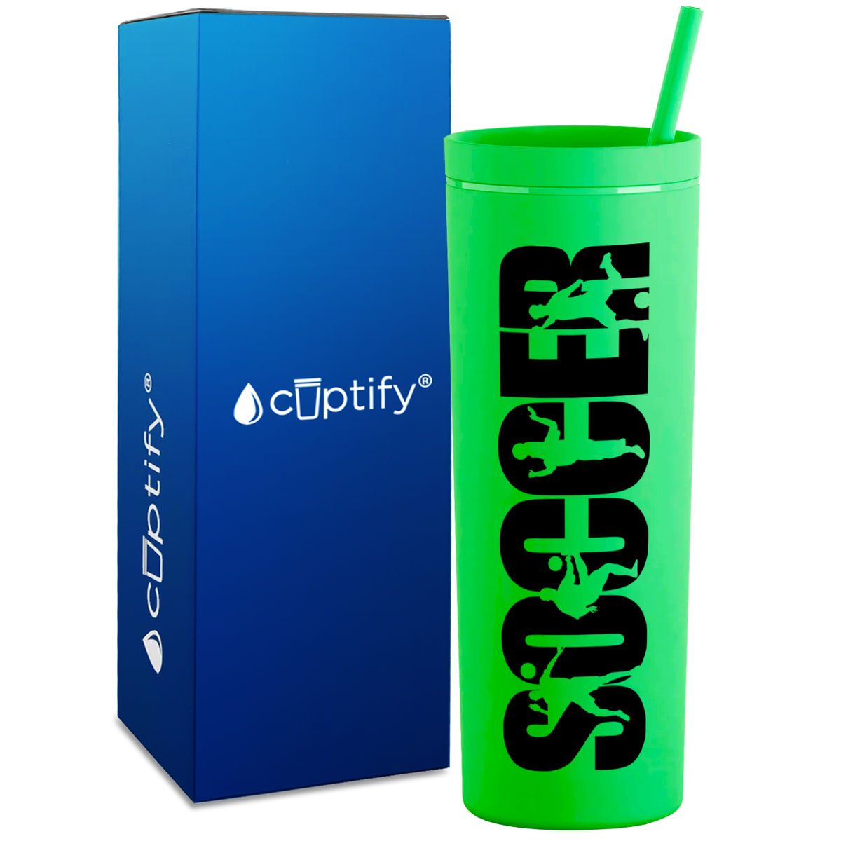 Soccer Players on 18oz Acrylic Skinny Tumbler