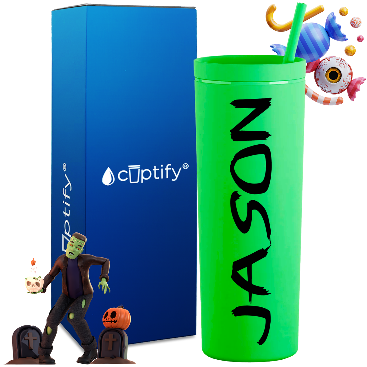 Personalized Scary Style on 18oz Acrylic Halloween Tumbler