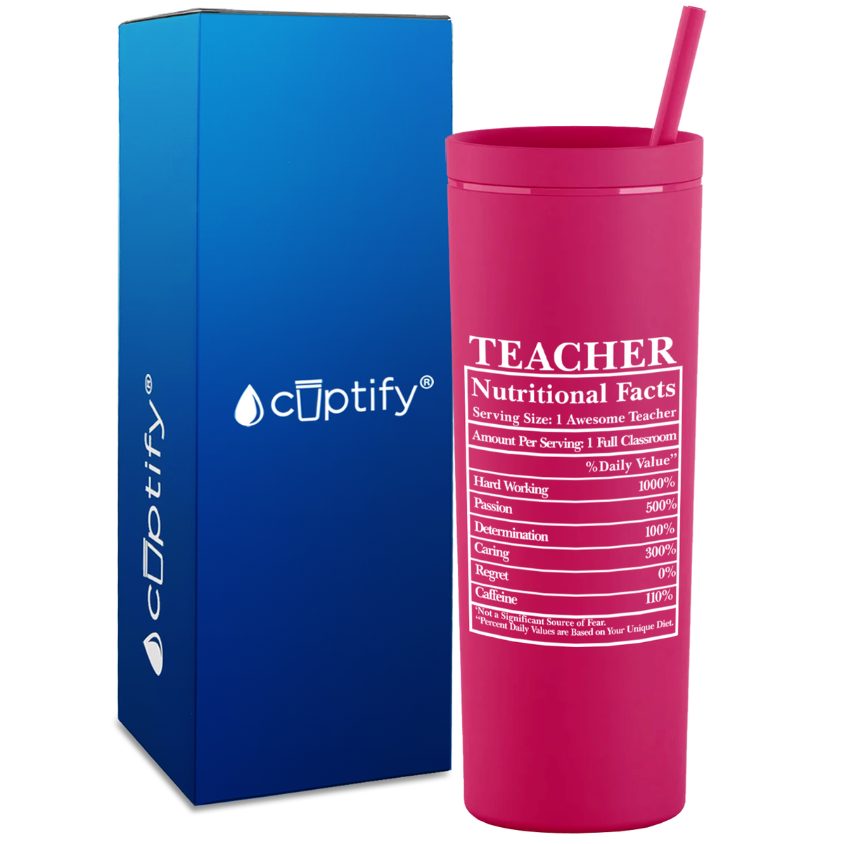 Teacher Nutritional Facts on 18oz Acrylic Teacher Tumbler