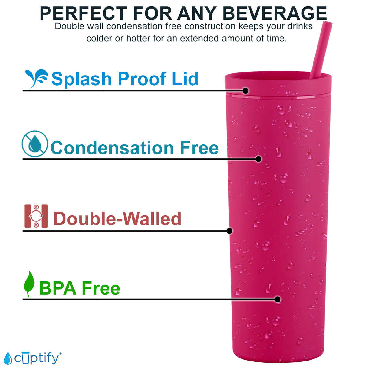 Vampire Fresh Blood on Magenta 18oz Acrylic Halloween Skinny Tumbler