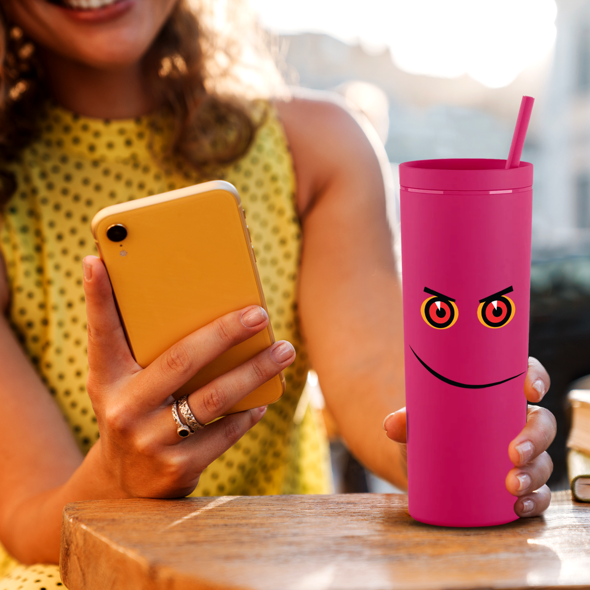 Red Eyes Devil on 18oz Acrylic Halloween Skinny Tumbler