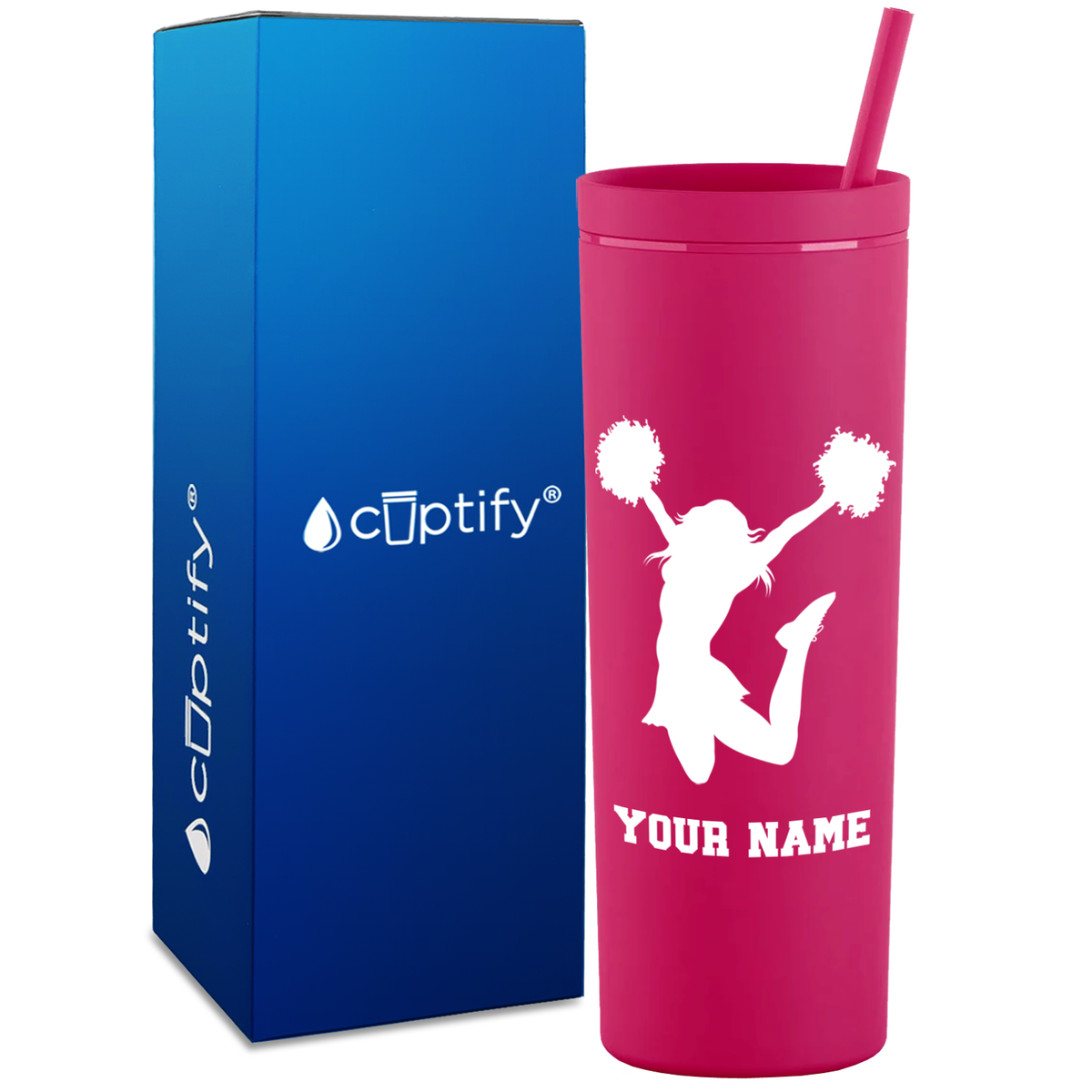 Personalized Cheerleader on 18oz Acrylic Skinny Tumbler