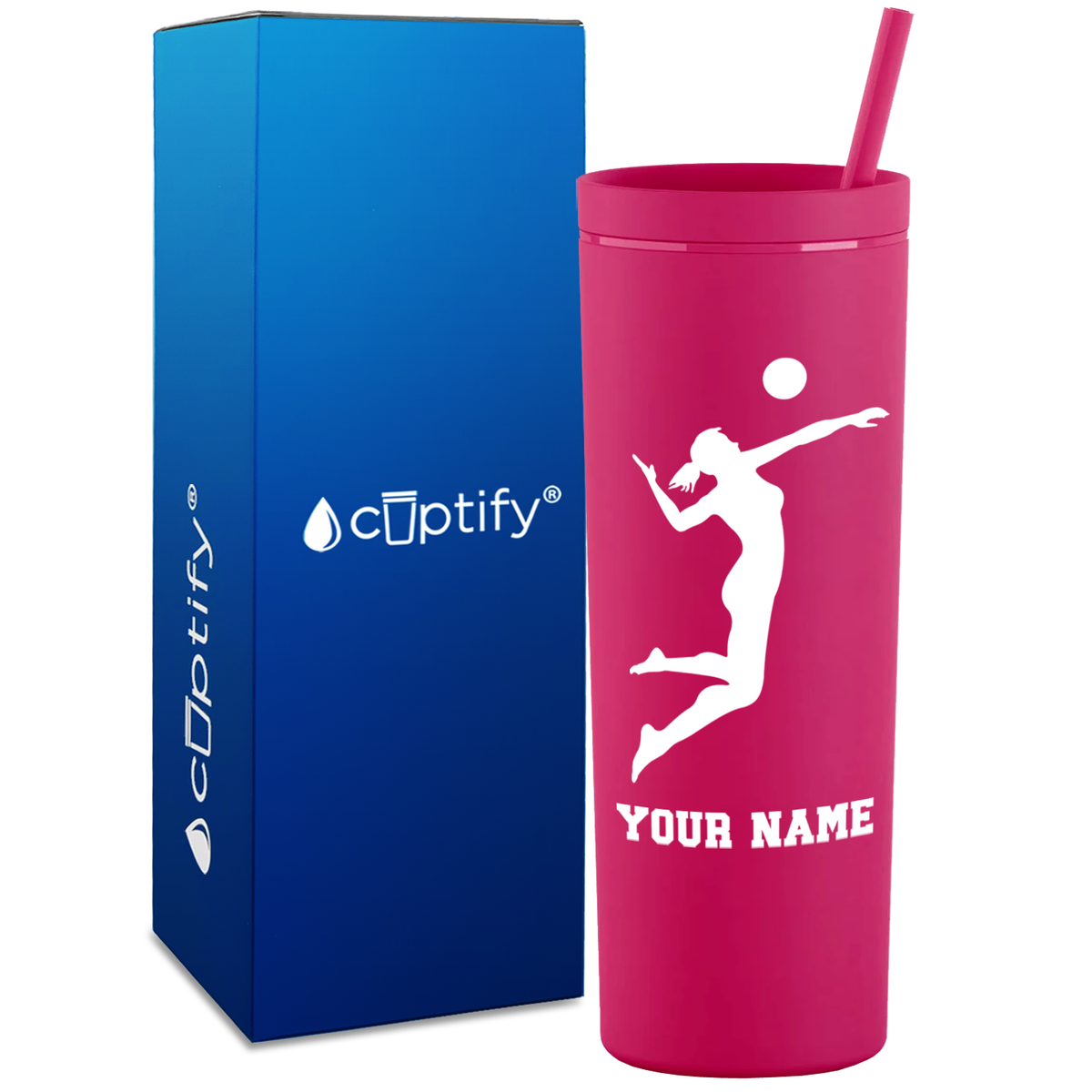 Personalized Volleyball Player on 18oz Acrylic Skinny Tumbler