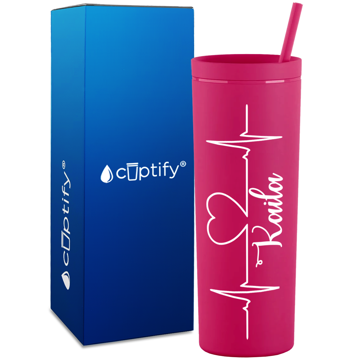 Personalized RN Nurse Life Pulse on 18oz Acrylic Skinny Tumbler