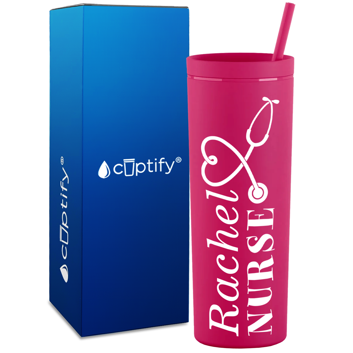 Personalized Nurse on 18oz Acrylic Skinny Tumbler