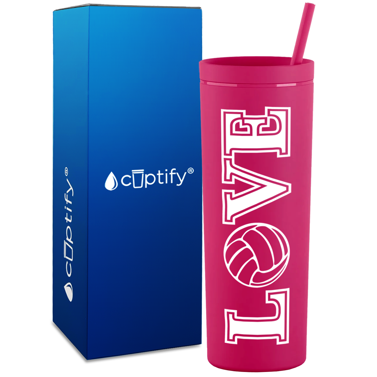 LOVE Volleyball on 18oz Acrylic Skinny Tumbler