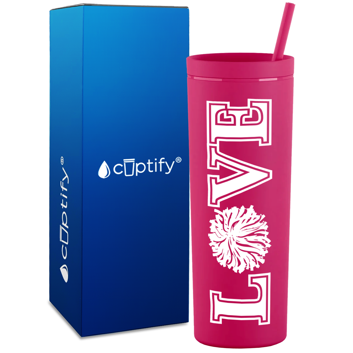 Love Cheer on 18oz Acrylic Skinny Tumbler