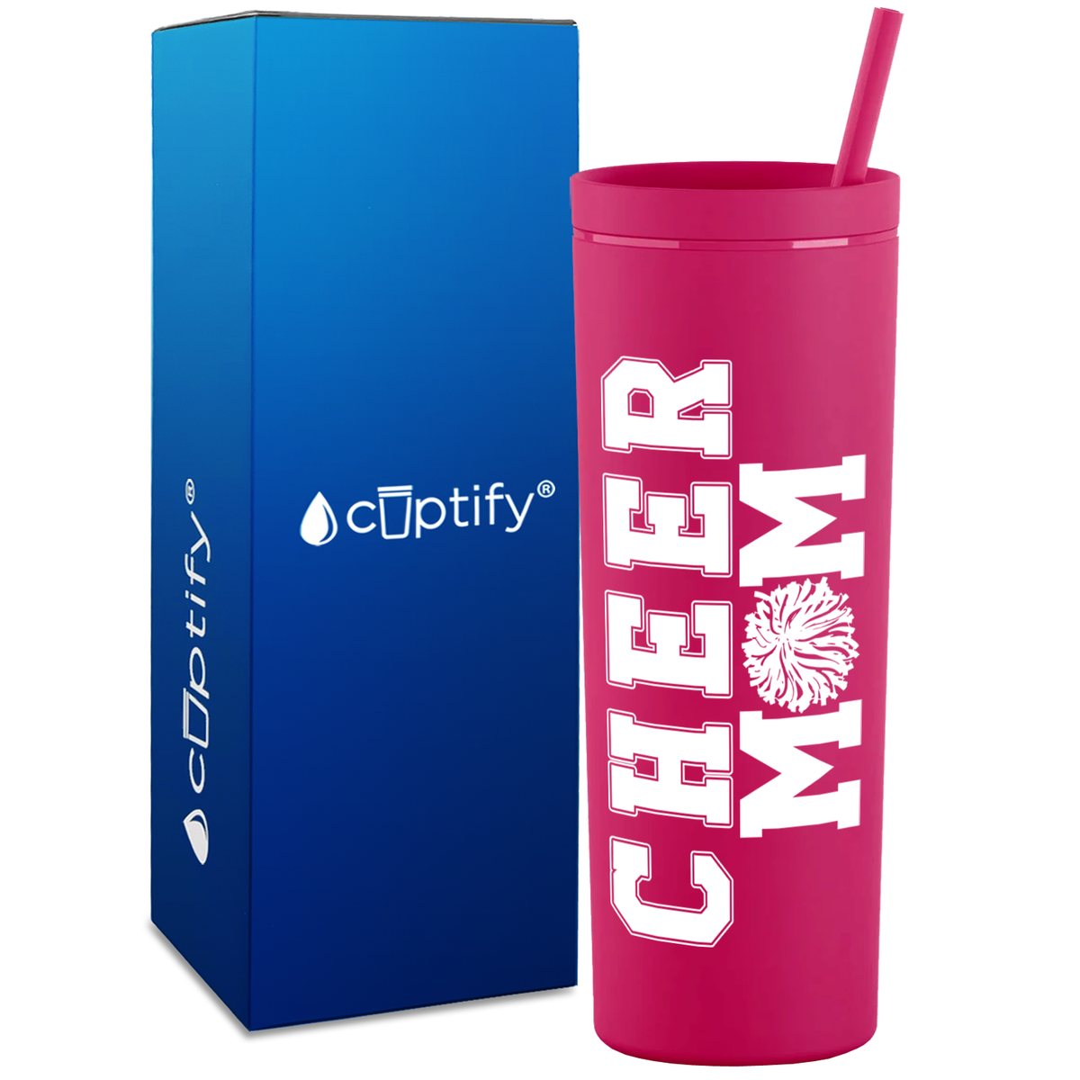 Cheer Mom on 18oz Acrylic Skinny Tumbler