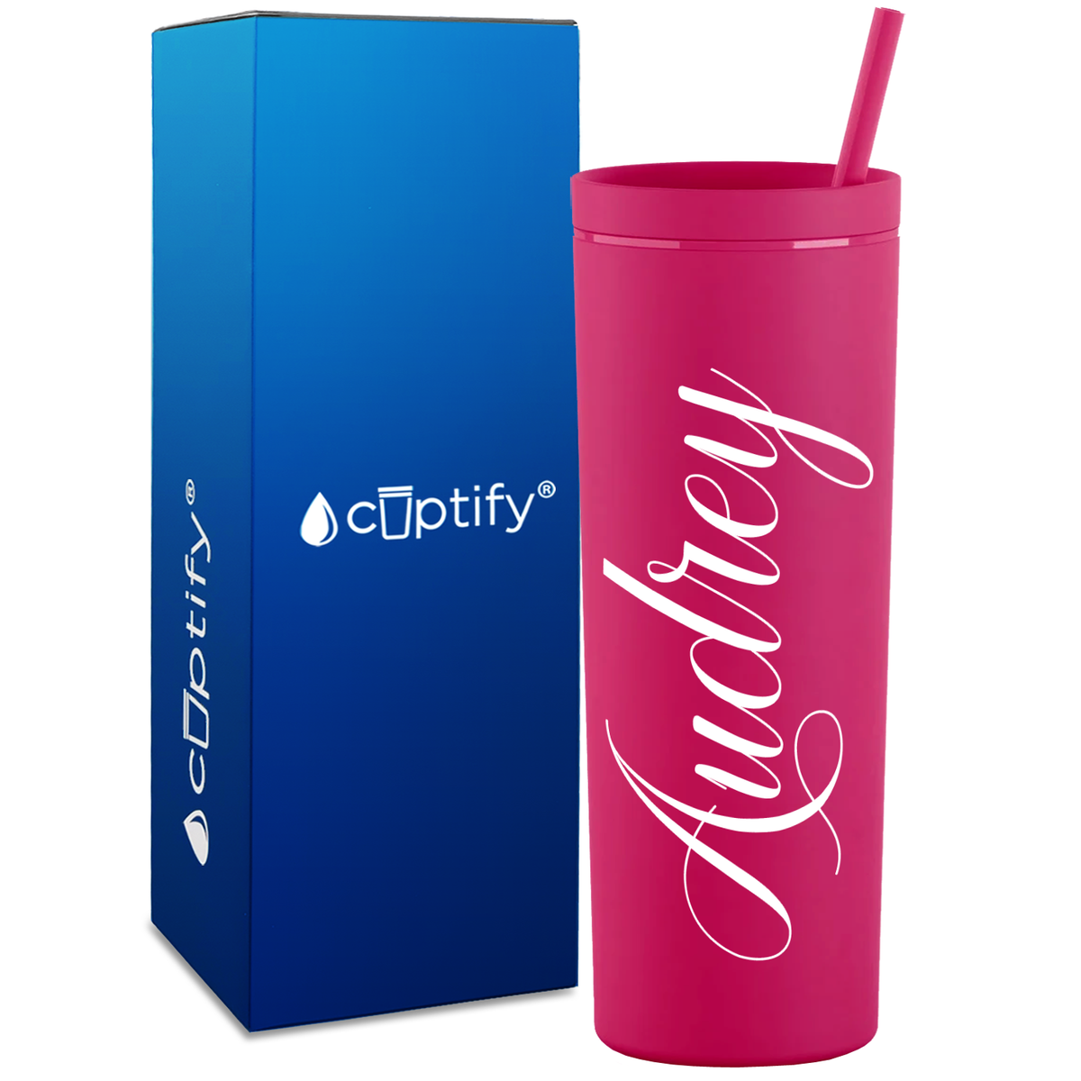 Personalized Audrey Style on 18oz Acrylic Skinny Tumbler