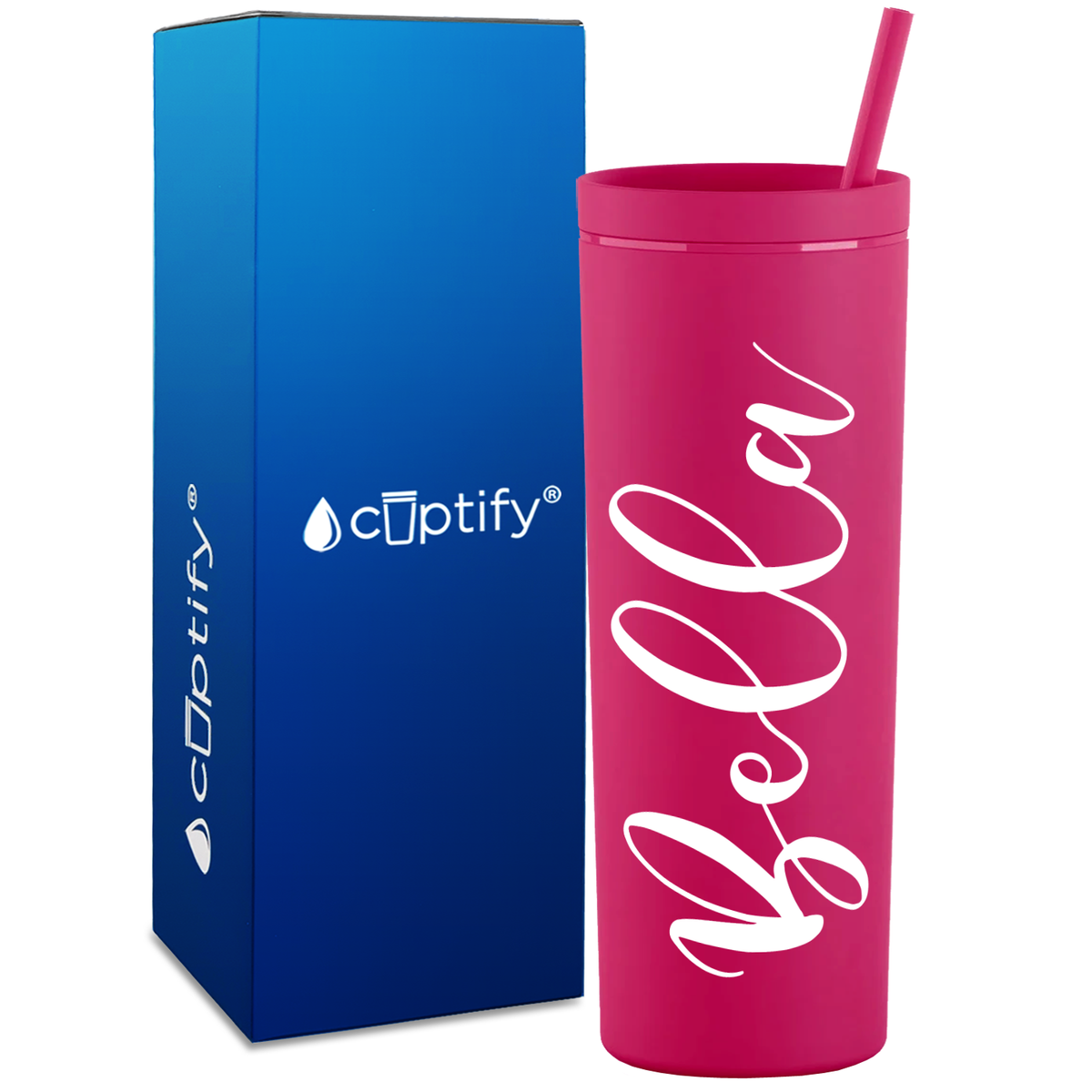 Personalized Bella Style on 18oz Acrylic Skinny Tumbler