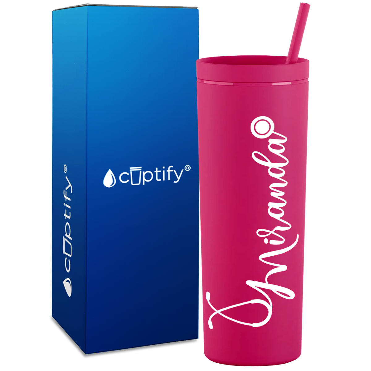 Personalized Nurse Stethoscope Decorative on 18oz Acrylic Skinny Tumbler