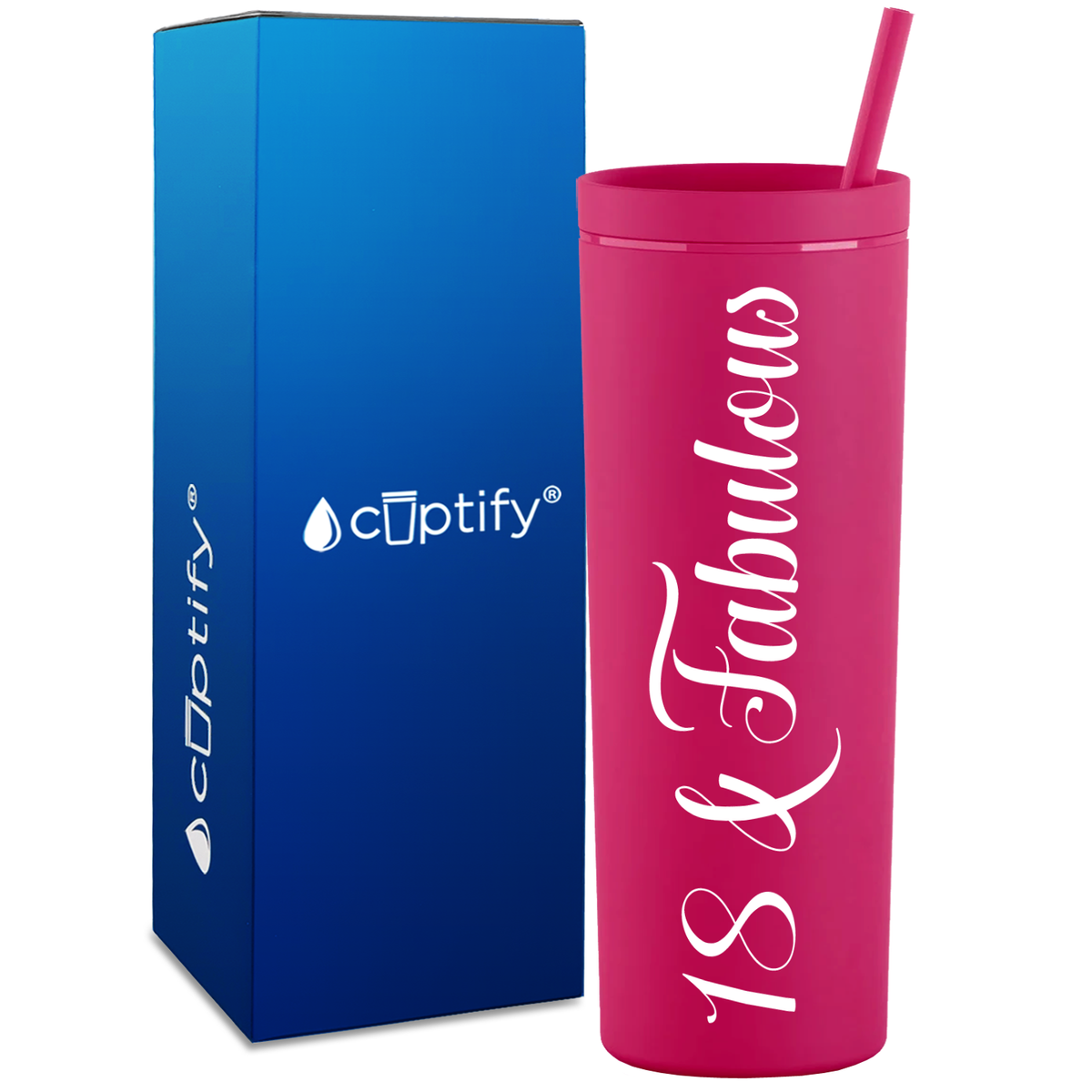 18 and Fabulous on 18oz Acrylic Skinny Tumbler