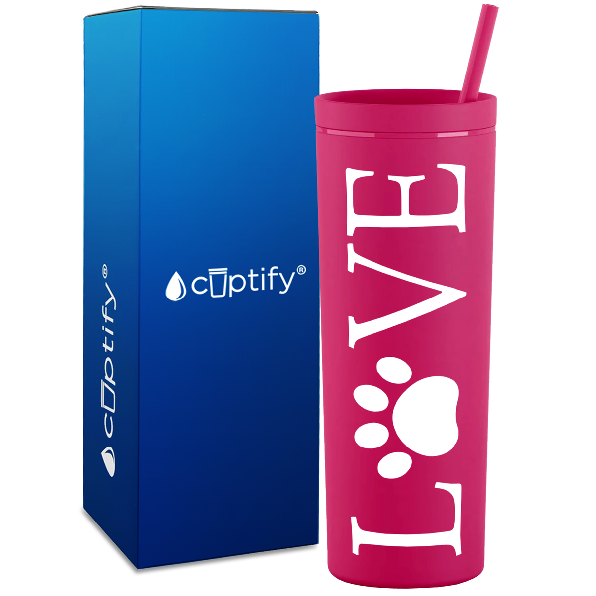 LOVE Dog Paw on 18oz Acrylic Skinny Tumbler