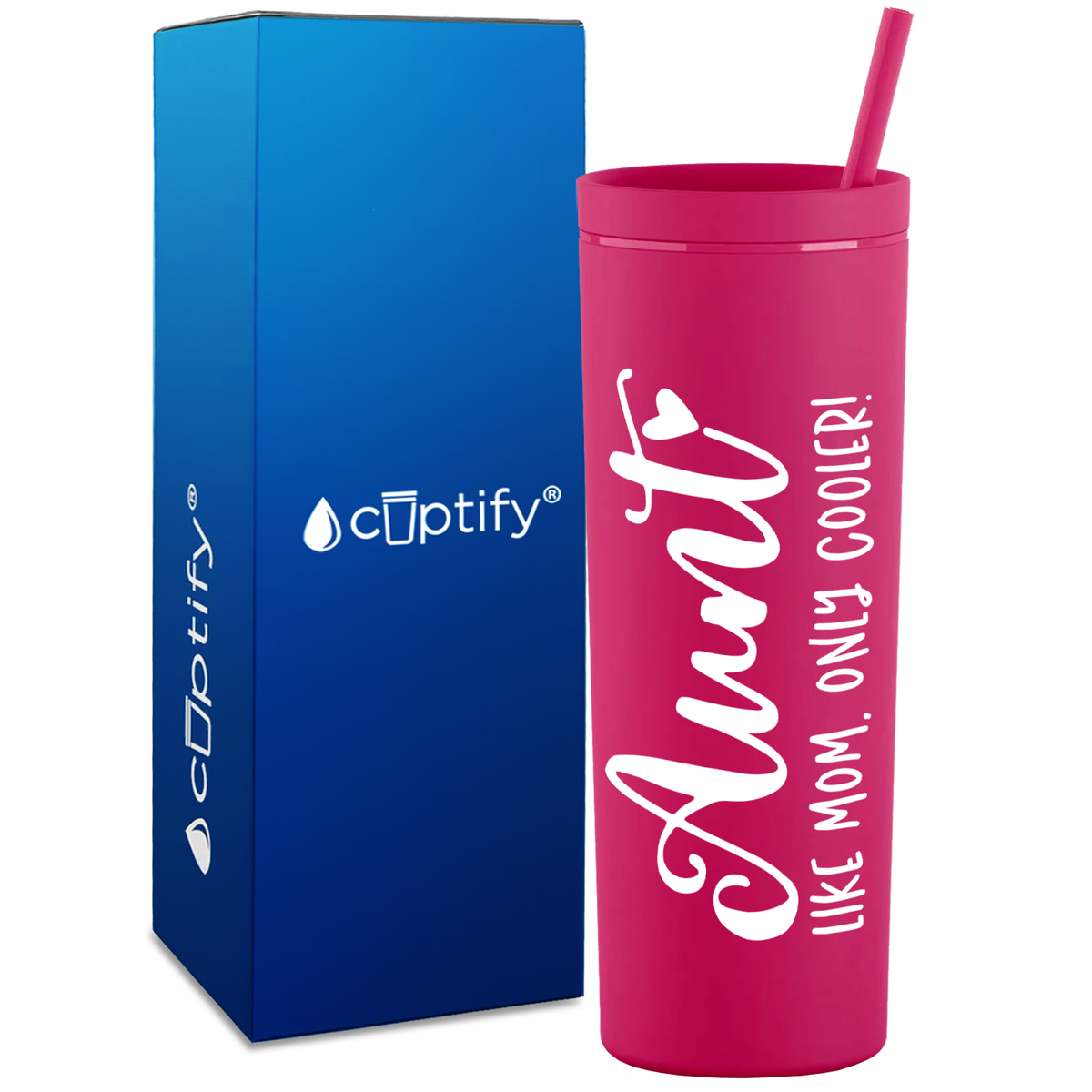 Aunt Like Mom Only Cooler on 18oz Acrylic Skinny Tumbler