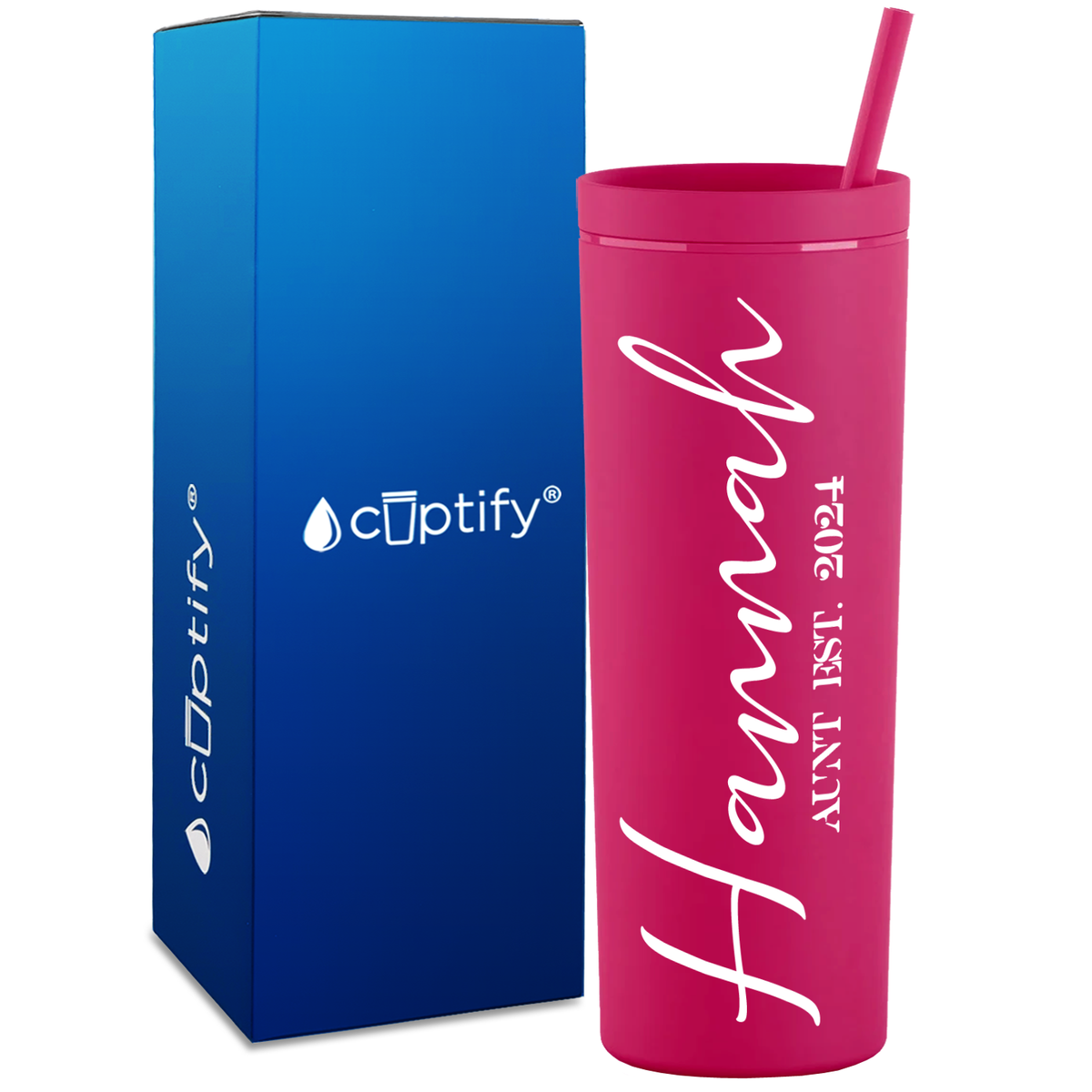Personalized Aunt Established on 18oz Acrylic Skinny Tumbler