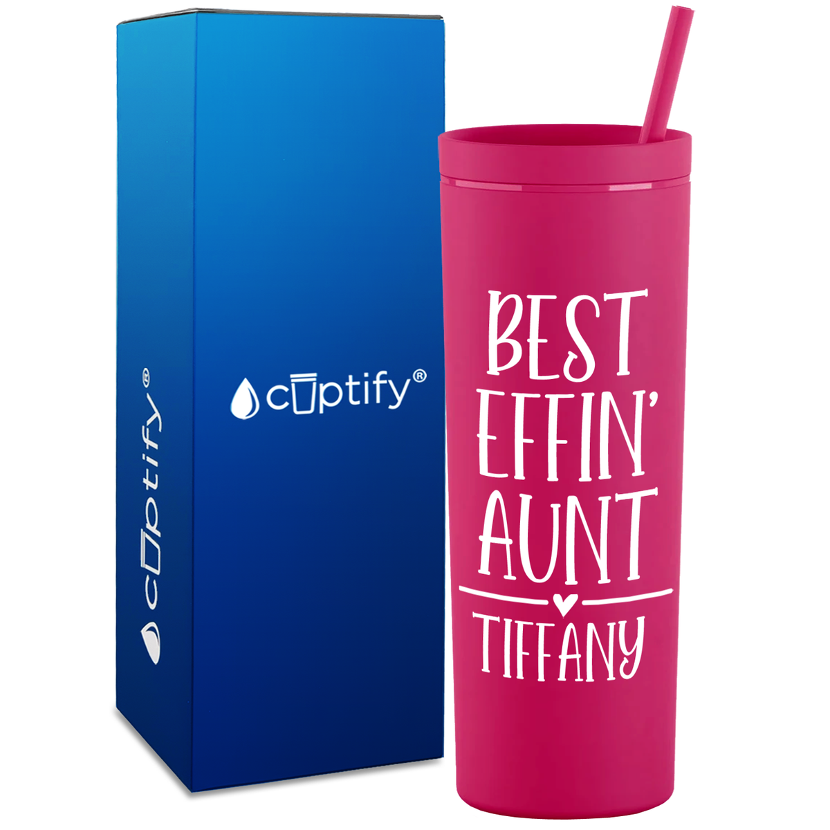 Personalized Best Effin' Aunt on 18oz Acrylic Skinny Tumbler